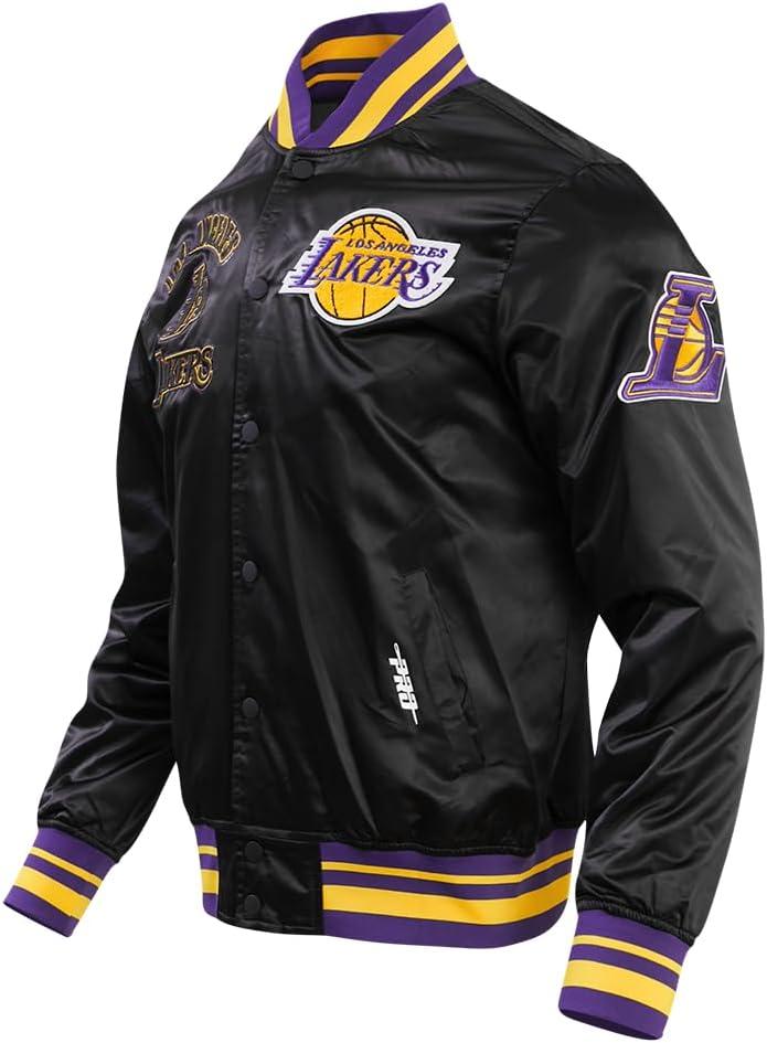 imagePro Standard Mens NBA Retro Classics Satin JacketBlackPurpleYellow