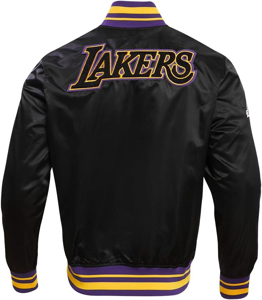 imagePro Standard Mens NBA Retro Classics Satin JacketBlackPurpleYellow