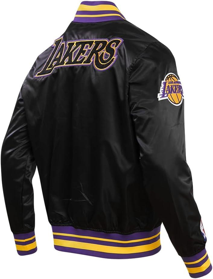 imagePro Standard Mens NBA Retro Classics Satin JacketBlackPurpleYellow