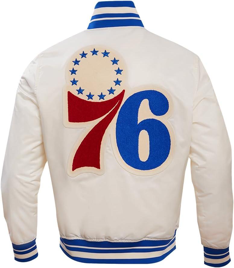 imagePro Standard Mens NBA Retro Classics Satin JacketEggshellRoyal Blue