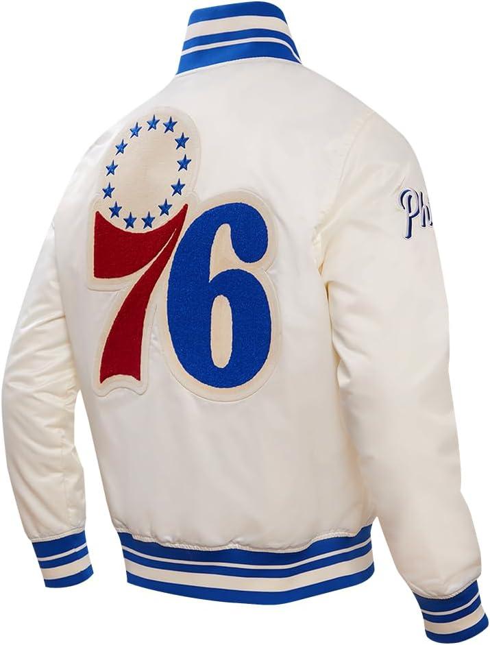 imagePro Standard Mens NBA Retro Classics Satin JacketEggshellRoyal Blue