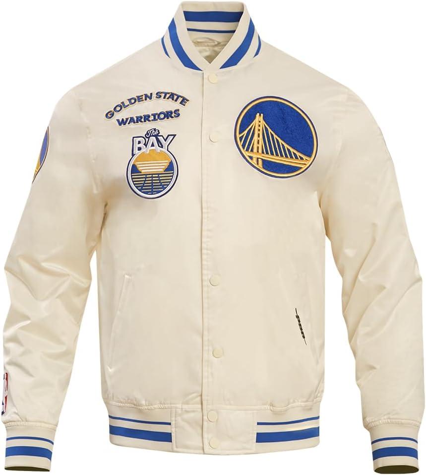 imagePro Standard Mens NBA Retro Classics Satin JacketEggshellRoyal Blue