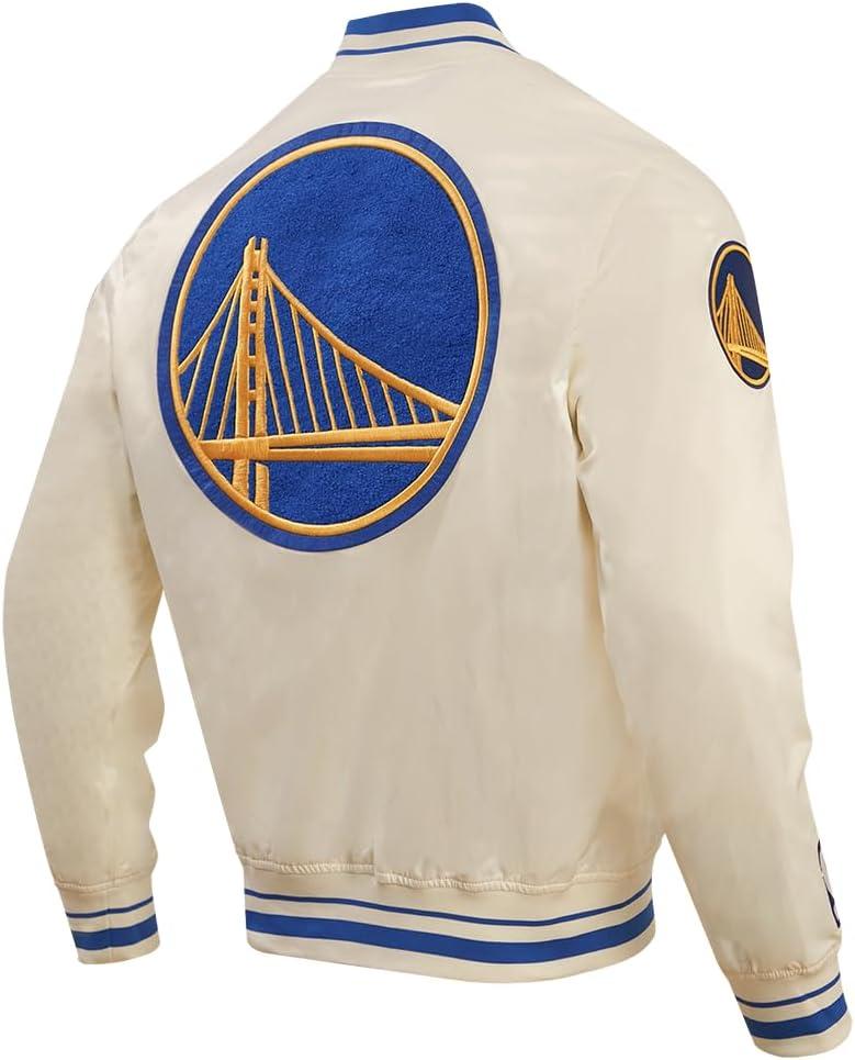 imagePro Standard Mens NBA Retro Classics Satin JacketEggshellRoyal Blue