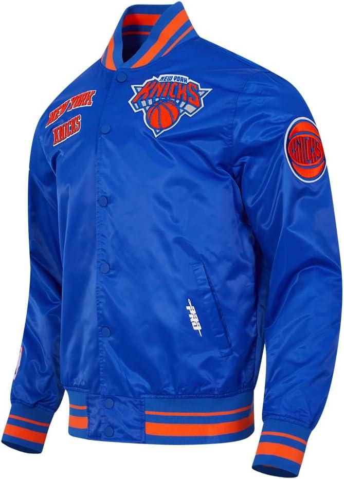 imagePro Standard Mens NBA Retro Classics Satin JacketRoyal BlueOrange