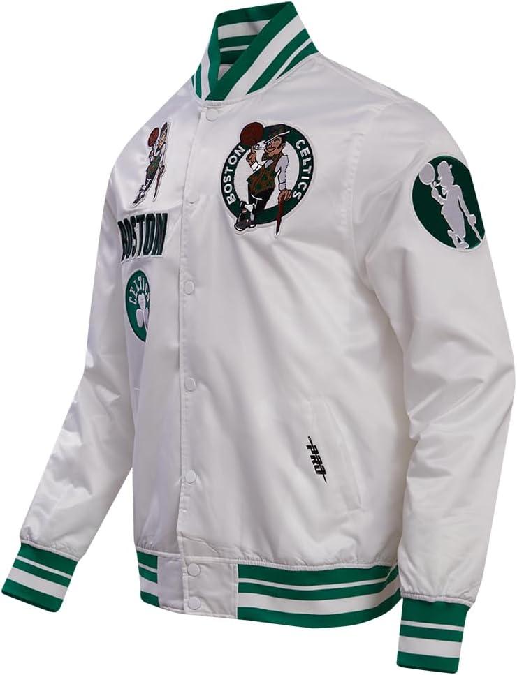 imagePro Standard Mens NBA Retro Classics Satin JacketWhiteKelly Green