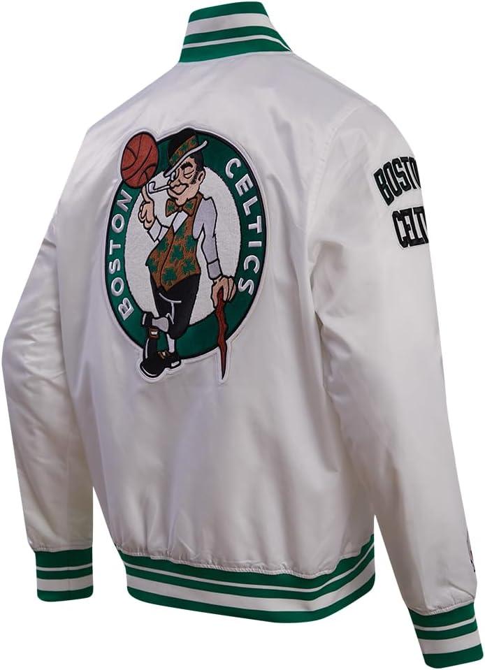 imagePro Standard Mens NBA Retro Classics Satin JacketWhiteKelly Green