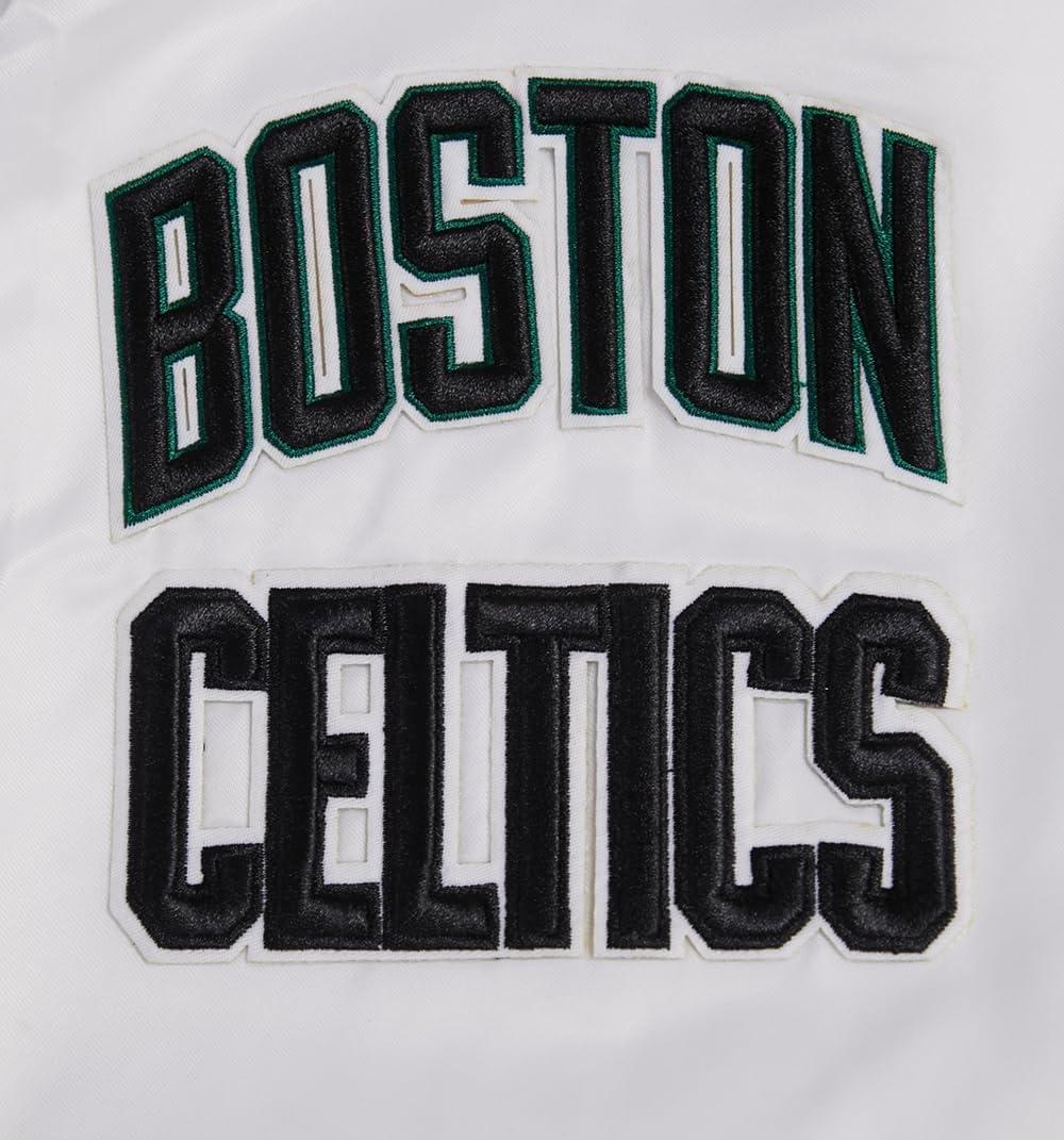 imagePro Standard Mens NBA Retro Classics Satin JacketWhiteKelly Green