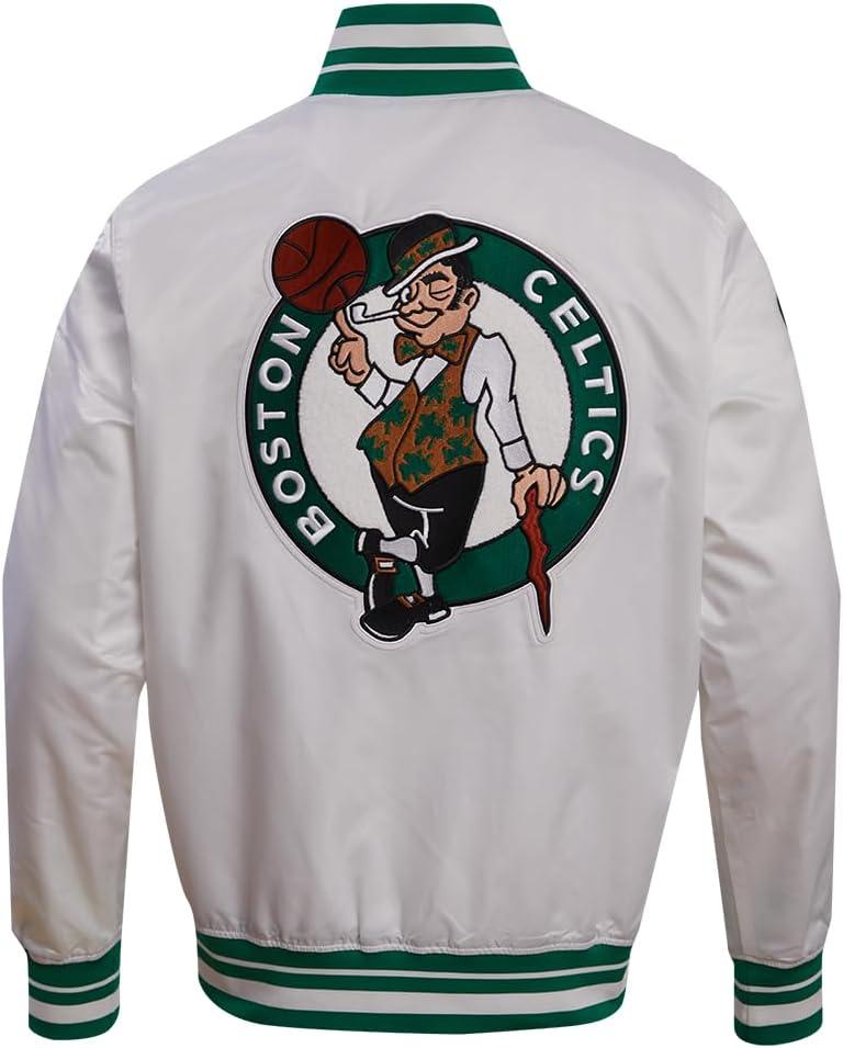 imagePro Standard Mens NBA Retro Classics Satin JacketWhiteKelly Green