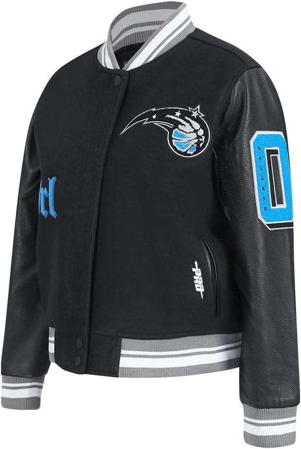 imagePro Standard Womens NBA Old English Varsity JacketBlackGray
