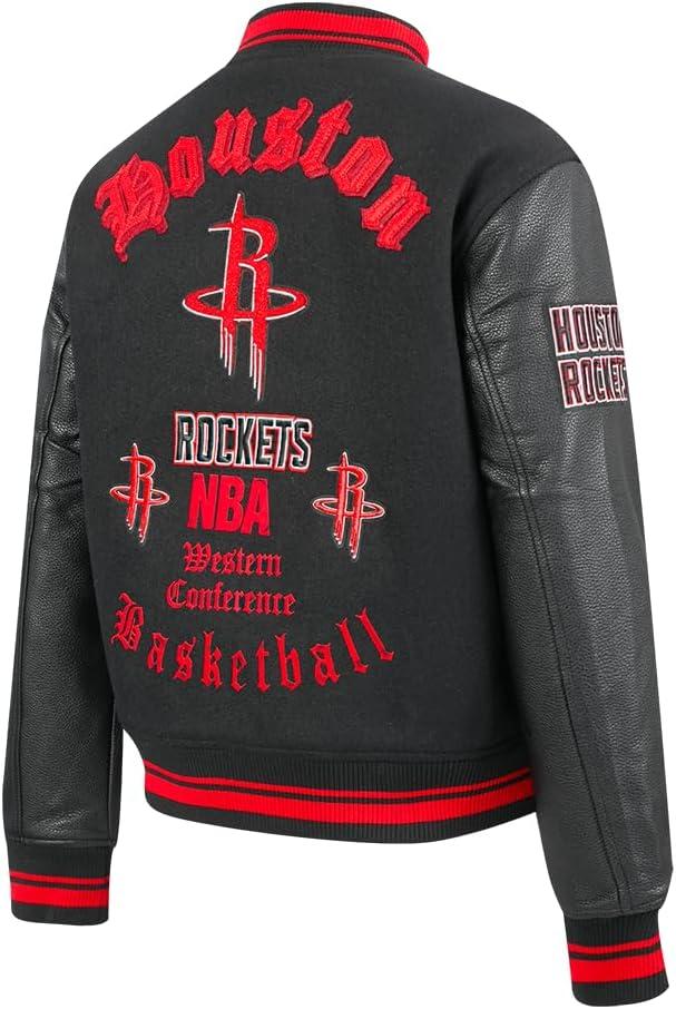 imagePro Standard Womens NBA Old English Varsity JacketBlackRedBlack