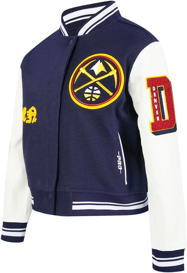 imagePro Standard Womens NBA Old English Varsity JacketMidnight NavyWhite