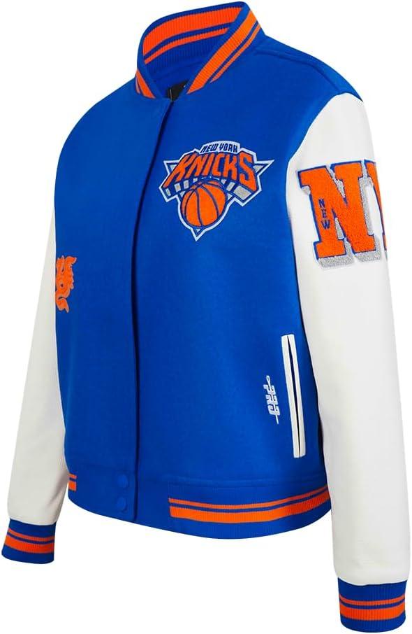 imagePro Standard Womens NBA Old English Varsity JacketRoyalOrangeRoyal