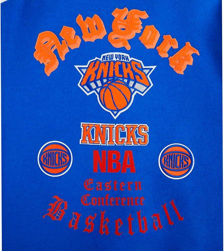 imagePro Standard Womens NBA Old English Varsity JacketRoyalOrangeRoyal