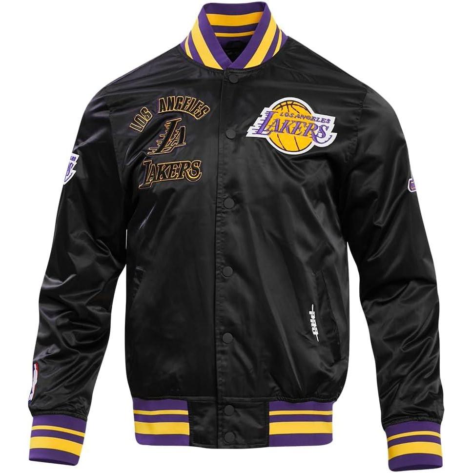 imagePro Standard Mens NBA Retro Classics Satin JacketBlackPurpleYellow