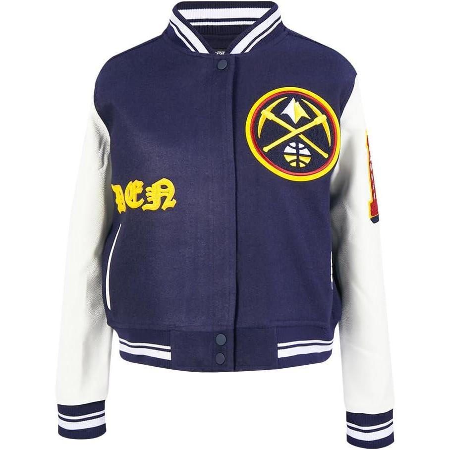 imagePro Standard Womens NBA Old English Varsity JacketMidnight NavyWhite