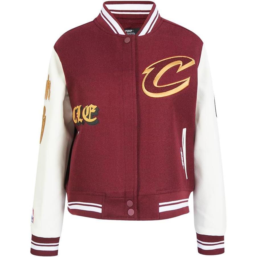 imagePro Standard Womens NBA Old English Varsity JacketWineWhite