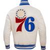 Pro Standard Mens NBA Retro Classics Satin Jacket(Eggshell/Royal Blue)