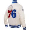 Pro Standard Mens NBA Retro Classics Satin Jacket(Eggshell/Royal Blue)