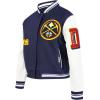 Pro Standard Womens NBA Old English Varsity Jacket(Midnight Navy/White)