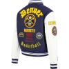 Pro Standard Womens NBA Old English Varsity Jacket(Midnight Navy/White)