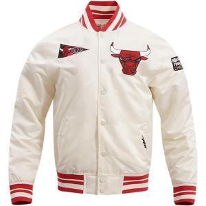 Pro Standard Mens NBA Retro Classics Satin Jacket(Eggshell/ Red)