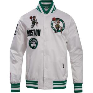 Pro Standard Mens NBA Retro Classics Satin Jacket(White/Kelly Green)