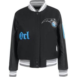 Pro Standard Womens NBA Old English Varsity Jacket(Black/Gray)