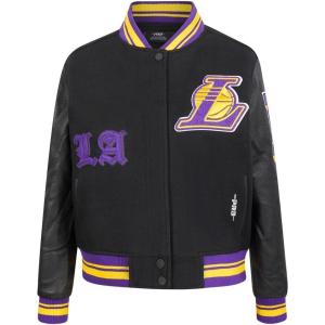 Pro Standard Womens NBA Old English Varsity Jacket(Black/Purple)