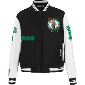 Pro Standard Womens NBA Old English Varsity Jacket(Black/White)