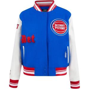 Pro Standard Womens NBA Old English Varsity Jacket(Royal Blue/Red)