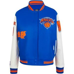 Pro Standard Womens NBA Old English Varsity Jacket(Royal/Orange/Royal)