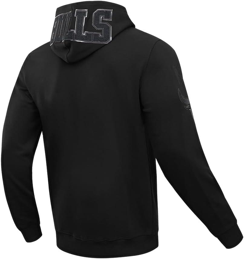 imagePro Standard Mens NBA Chicago Bulls Classic Triple Black Full Zip Hoodie Black 2Xl