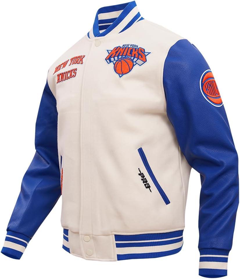 imagePro Standard Mens NBA Retro Classics Varsity JacketEggshellRoyal Blue