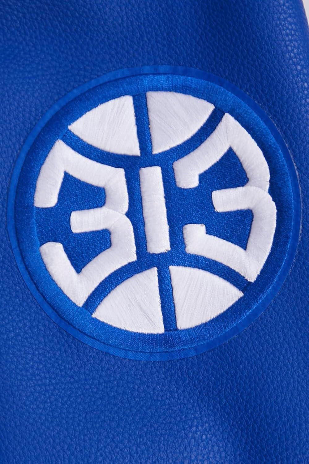 imagePro Standard Mens NBA Retro Classics Varsity JacketEggshellRoyal Blue