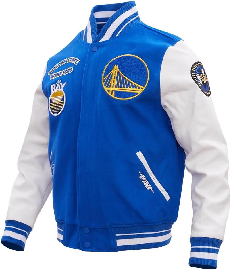 imagePro Standard Mens NBA Retro Classics Varsity JacketRoyal BlueWhite
