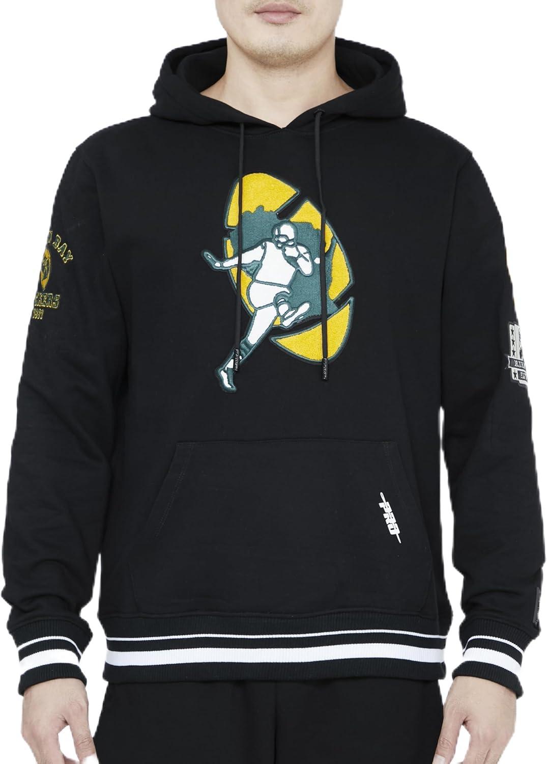 imagePro Standard Mens NFL Retro Classics Brushed Back French Terry Pull Over HoodieBlack