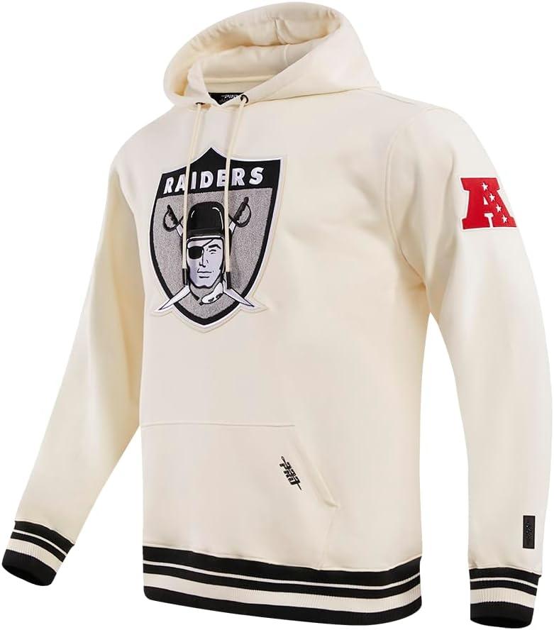 imagePro Standard Mens NFL Retro Classics Brushed Back French Terry Pull Over HoodieEggshell Black