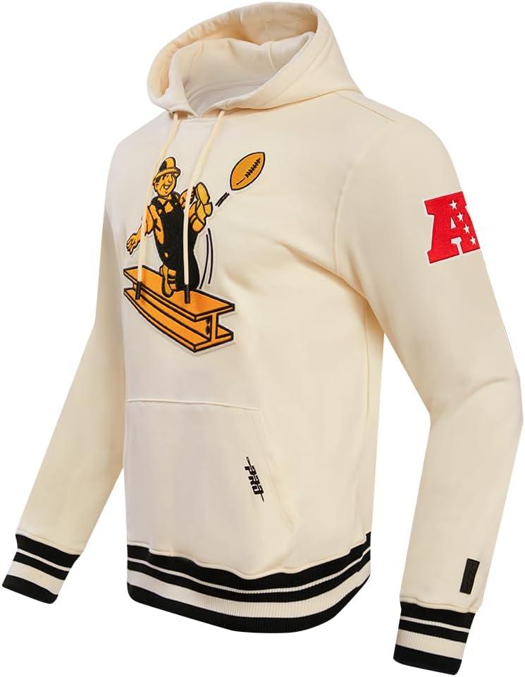 imagePro Standard Mens NFL Retro Classics Brushed Back French Terry Pull Over HoodieEggshell Black