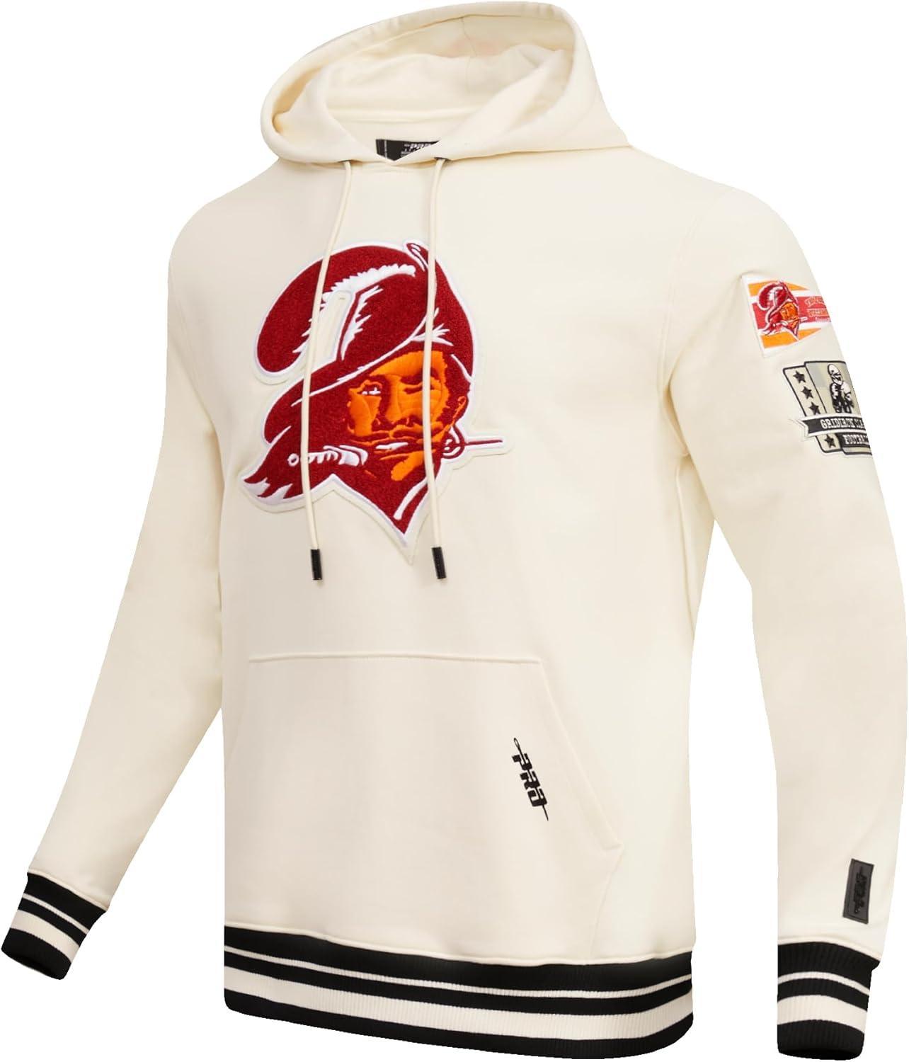 imagePro Standard Mens NFL Retro Classics Brushed Back French Terry Pull Over HoodieEggshell Black