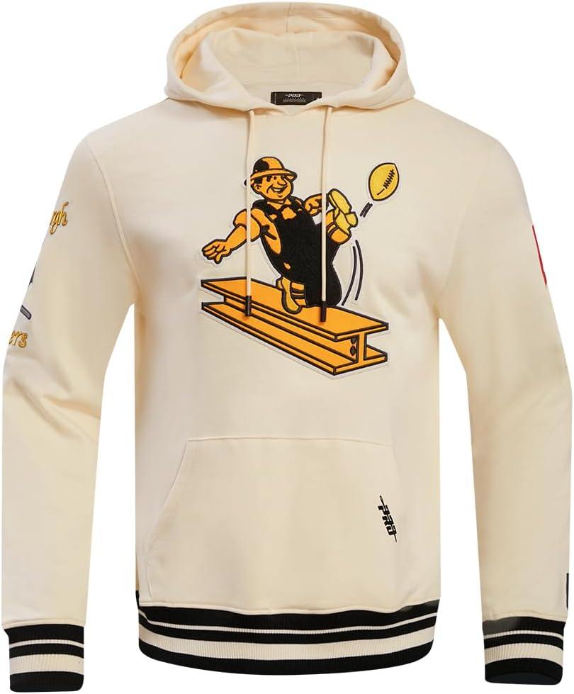 imagePro Standard Mens NFL Retro Classics Brushed Back French Terry Pull Over HoodieEggshell Black