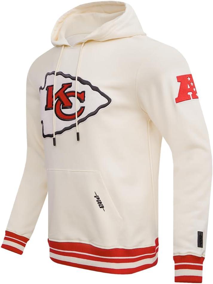 imagePro Standard Mens NFL Retro Classics Brushed Back French Terry Pull Over HoodieEggshell Red