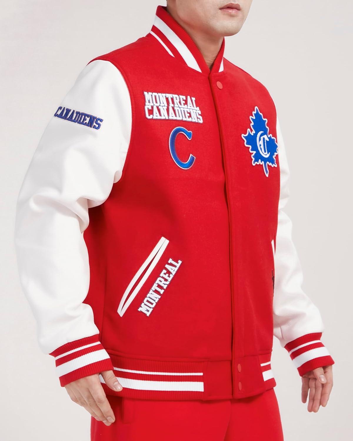 imagePro Standard Mens NHL Retro Classics Varsity JacketRedWhite