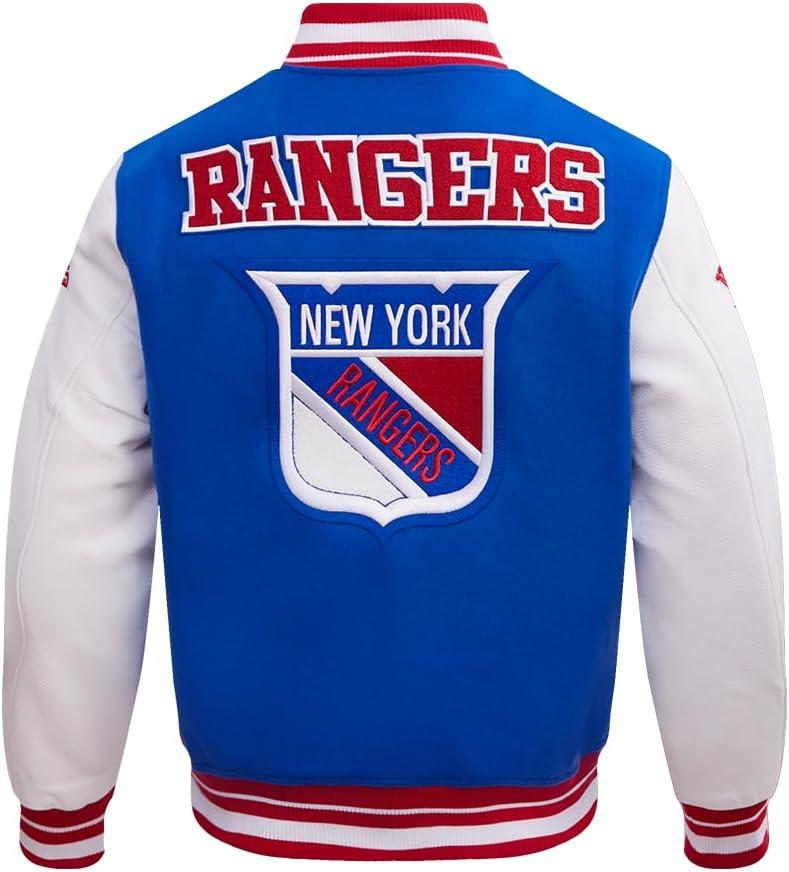 imagePro Standard Mens NHL Retro Classics Varsity JacketRoyal BlueRed