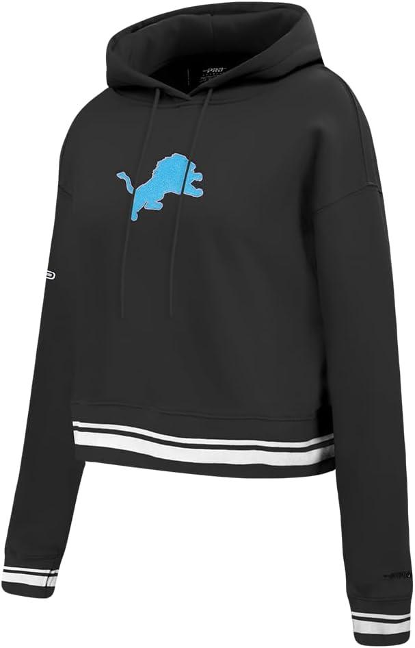 imagePro Standard Womens NFL Retro Classics Brushed Back French Terry Cropped Pullover HoodieBlack