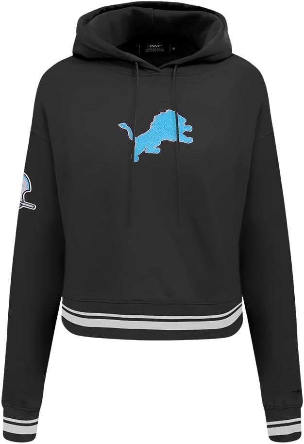 imagePro Standard Womens NFL Retro Classics Brushed Back French Terry Cropped Pullover HoodieBlack