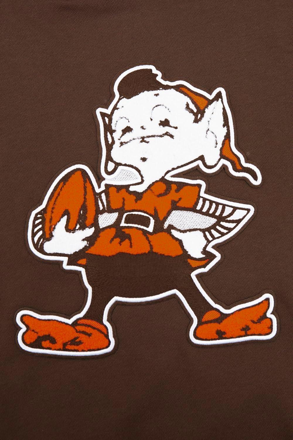 imagePro Standard Womens NFL Retro Classics Brushed Back French Terry Cropped Pullover HoodieBrown