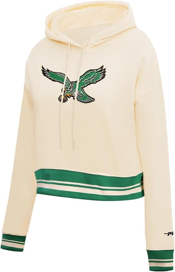 imagePro Standard Womens NFL Retro Classics Brushed Back French Terry Cropped Pullover HoodieEggshell Kelly Green