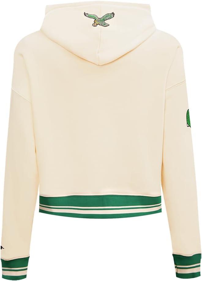 imagePro Standard Womens NFL Retro Classics Brushed Back French Terry Cropped Pullover HoodieEggshell Kelly Green