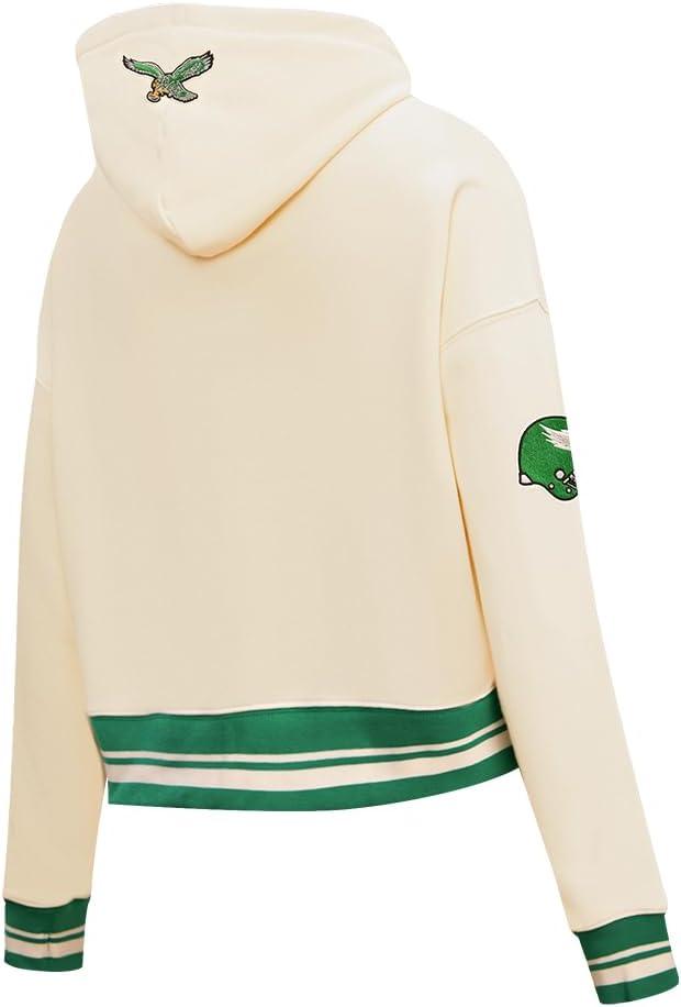 imagePro Standard Womens NFL Retro Classics Brushed Back French Terry Cropped Pullover HoodieEggshell Kelly Green