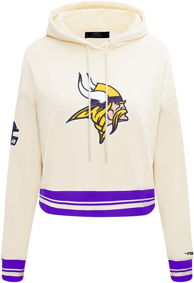 imagePro Standard Womens NFL Retro Classics Brushed Back French Terry Cropped Pullover HoodieEggshell Purple